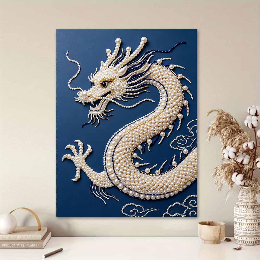 DIY Pearl Diamond Art Painting Kits for Adult and Beginners, Majestic Dragon Sparkling Painting Craft Home Wall Decor Handmade Gift