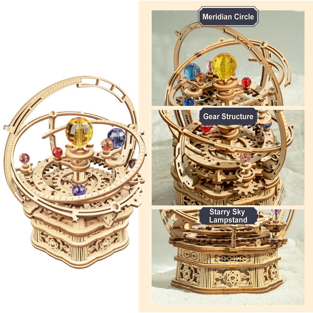 3D Wooden Puzzle DIY Assemble Wooden Model Mechanical Music Box Rotatable Music Box Puzzle