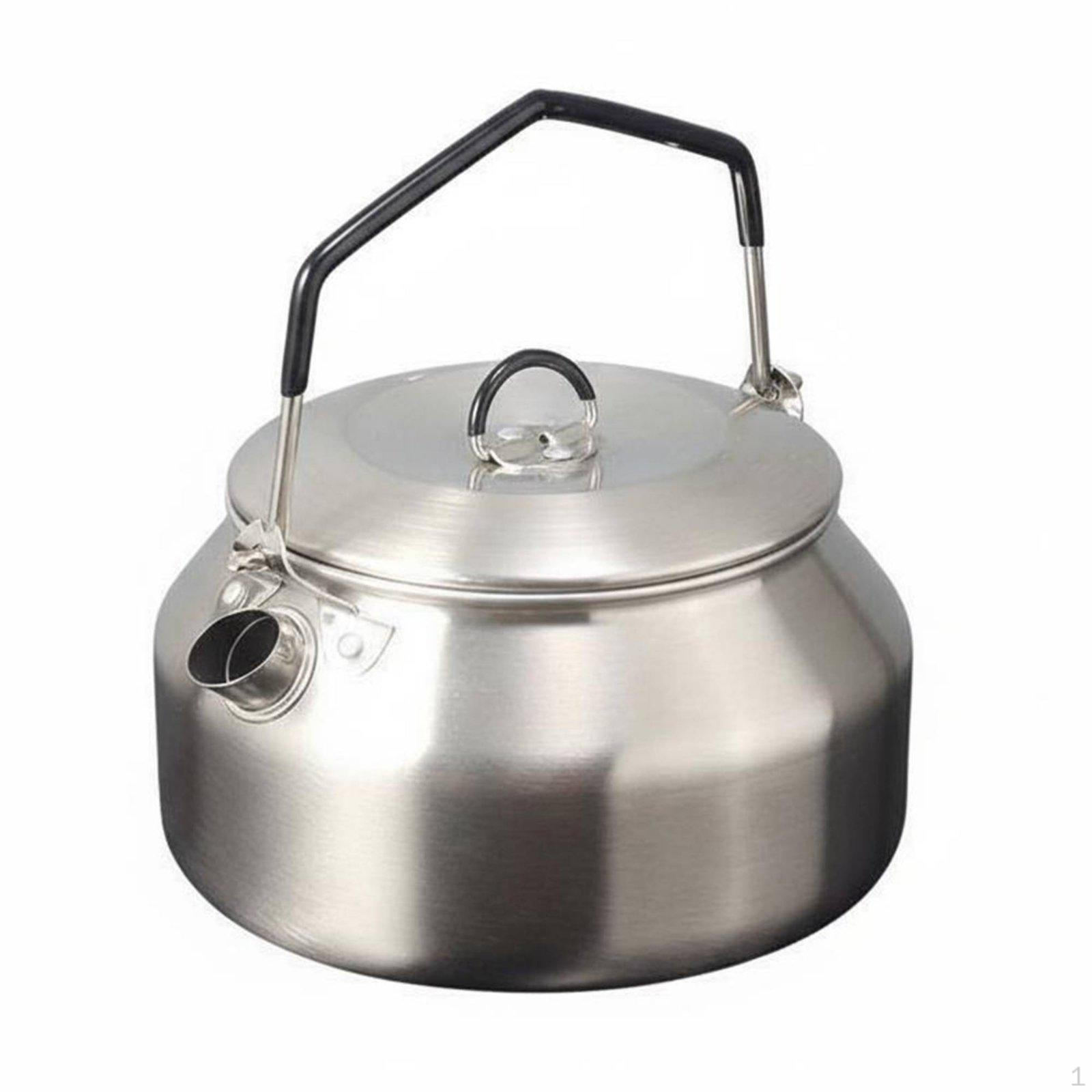 Stainless Steel Camping Kettle Foldable Handle opening Fire Outdoor Teapot for