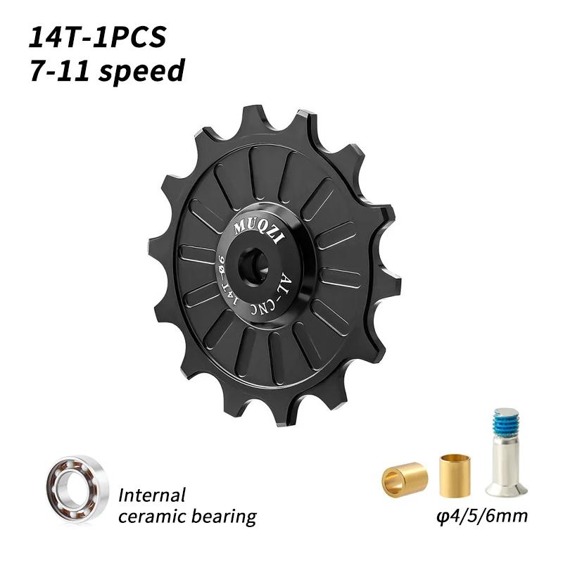 MUQZI Derailleur Ceramic Pulley Wheel 11T 12T 13T 14T 7-11 Speed Bike Rear Derailleur Jockey Wheel for Shimano Sram