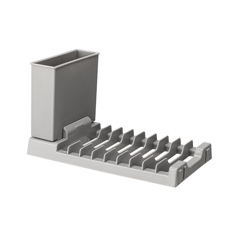 Japanese-style Foldable Bowl and Plate with Chopstick Holder and Drain Rack Storage Shelf