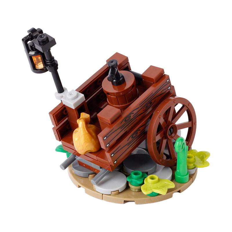 MOC Mittelalterliche Militärische Bausteine Soldatenfigur Zubehör Heiliger Ort Brunnen Straßenansicht Armee Ziegel Geschenke Spielzeug