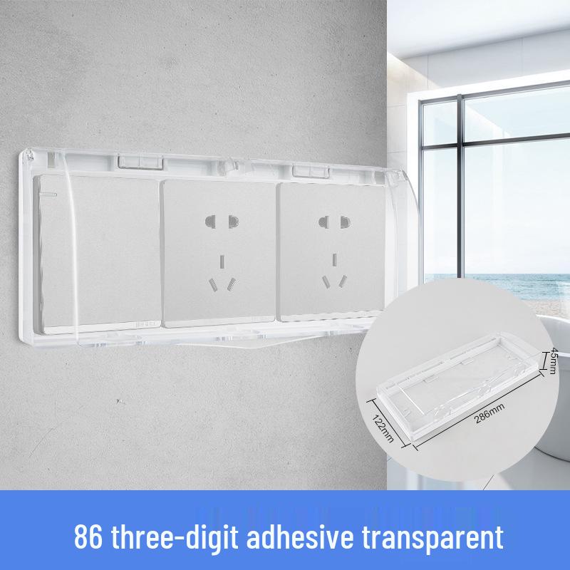 86 Type Transparent Self-Adhesive Waterproof Socket Cover for Bathroom Switches