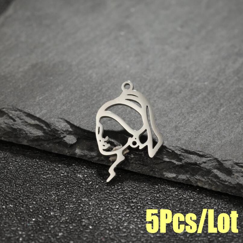 Stainless Steel Simple High Ponytail Girl Pendant Charm