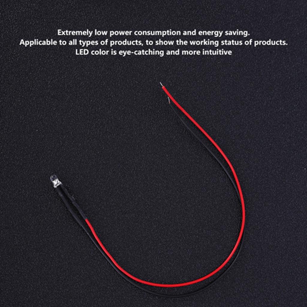 50Pcs Diode Wired Luminous Round Head Highlight Straight Plug LED Beads 12V 3mm LED Diode Wired
