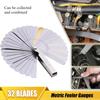 Steel Ruler Metric Thickness Feeler Gauge 32 Blades Set Tappet with Brass Gap Measure Tool Range Clearance Size Copper Sheet