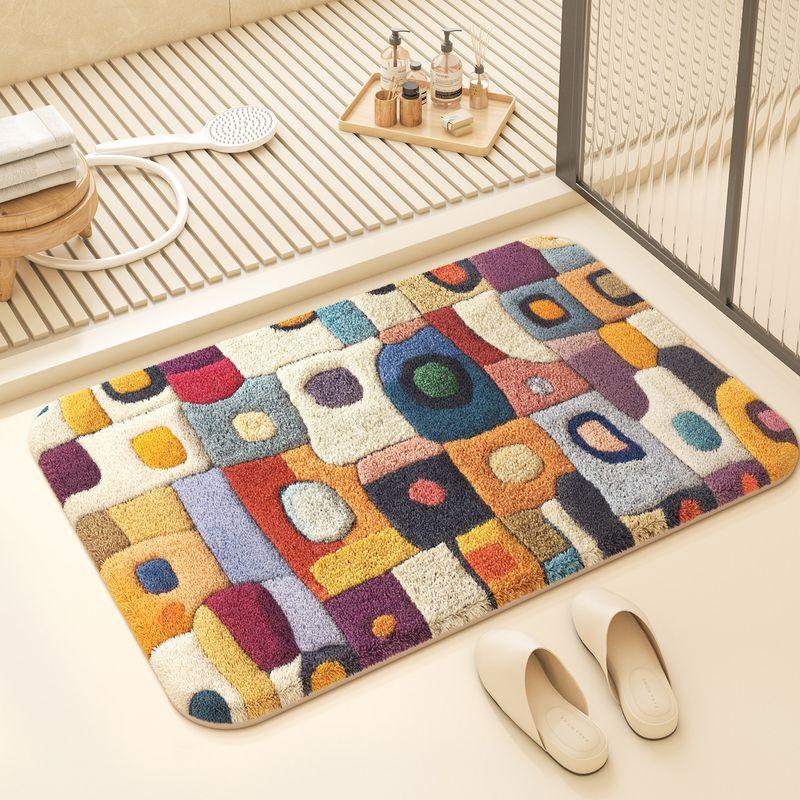 Tapis de Bain Abstraits Modernes Minimalistes Absorbant l'Eau Antidérapant Facile à Nettoyer Lavable Tapis d'Entrée Cuisine Douche Décor 30x50cm 12x20inch