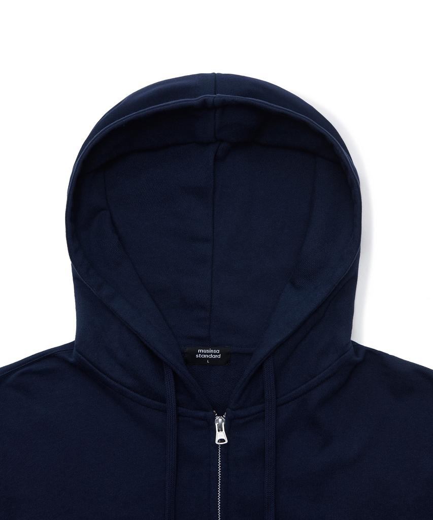 Musinsa Standard Crop Hooded Sweat Zip-Up [Navy]