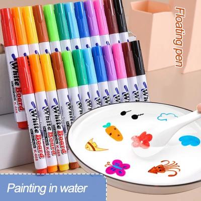 4/8/12 Colors Magical Water Painting Pen Water Drawing Floating Doodle Whiteboard Markers Kids Toys Early Education Magic Spoon