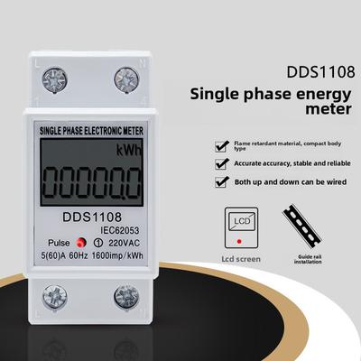 Single-phase Electric Energy Meter Rail Type Intelligent Digital Display Meter 220V High-precision Electric Meter 2P Instrument