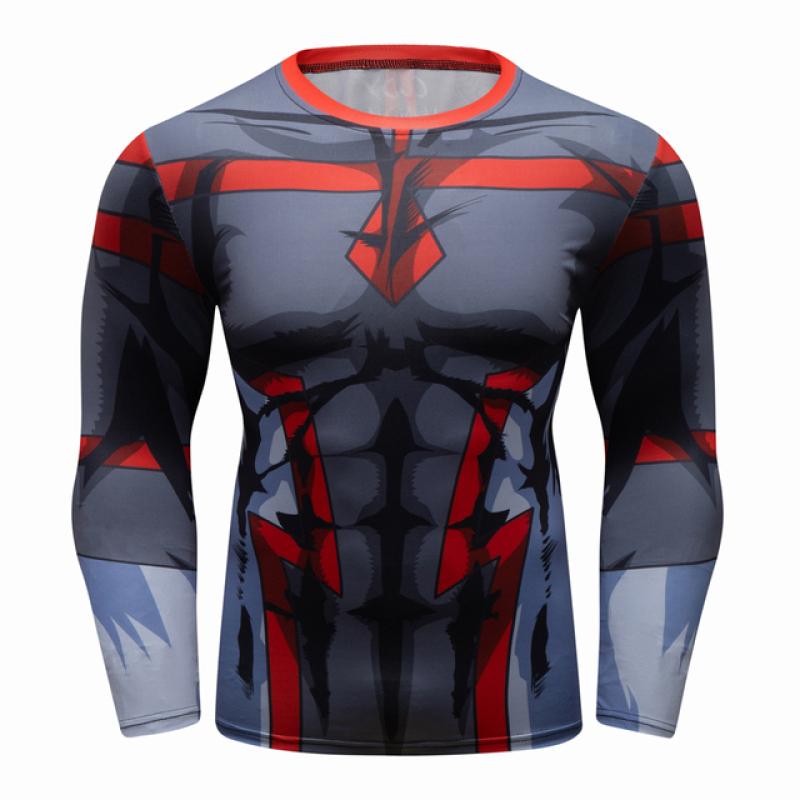 Anime 3D potištěná trička Pánská kompresní trička s dlouhým rukávem Fitness trička Móda Tenké punčochové kalhoty Tričko Mužský cosplay kostým