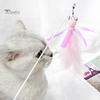 Puntos Pet Cats Kitten Bell Feather Dragonfly Shape Teaser Wand Replacement Head Toy