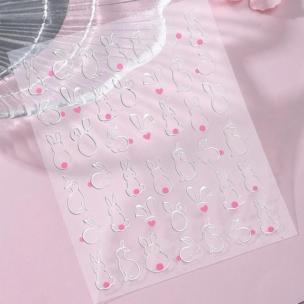 Rabbit Ears Nail Art Decals Waterproof Nail Decals New Easter Rabbit 3D Nail Stickers  Manicure DIY