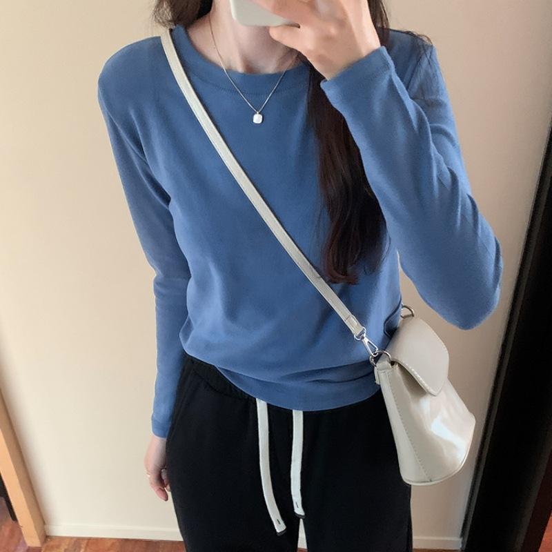 

Дропшиппинг Футболка Dralon Цвет Таро Фиолетовый Женская Осень Зима Теплая Внутренняя Одежда Топ Корейская Универсальная Базовая Одежда 2XL синий