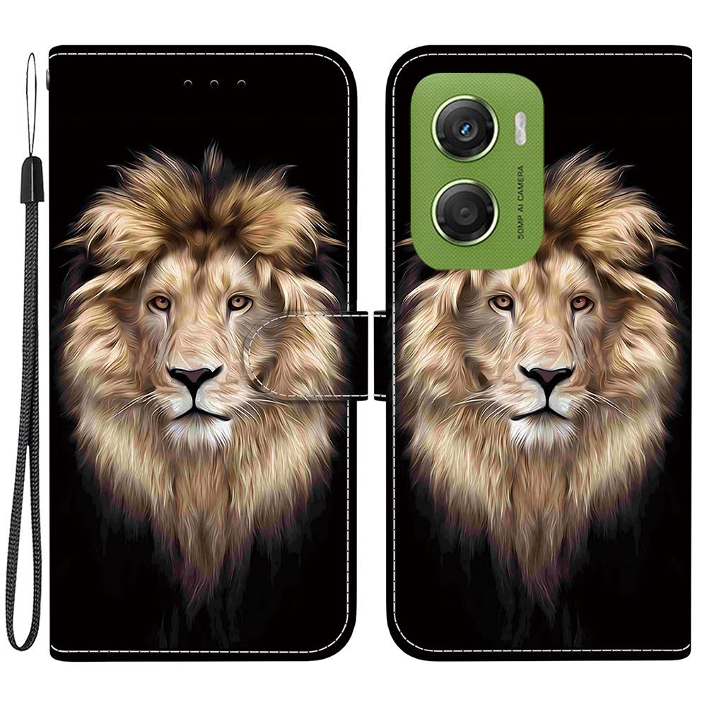 For Motorola Moto G06 4G Case Pattern Printing Leather Flip Wallet Phone Cover with Lanyard