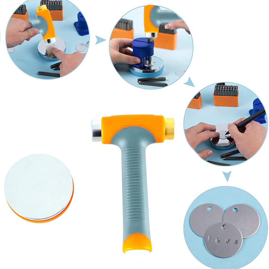 Professional Metal Block with Rubber Base Jewelry Stamping and Metalworking Hammer Hammering Plate Jewelry Tool
