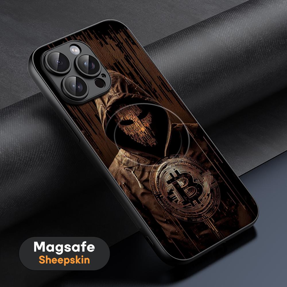 Bitcoin BTC Stylish cool design Phone Case For iPhone 16 15 14 13 12 11 Plus Pro Max High-end Luxury Magsafe Sheepskin