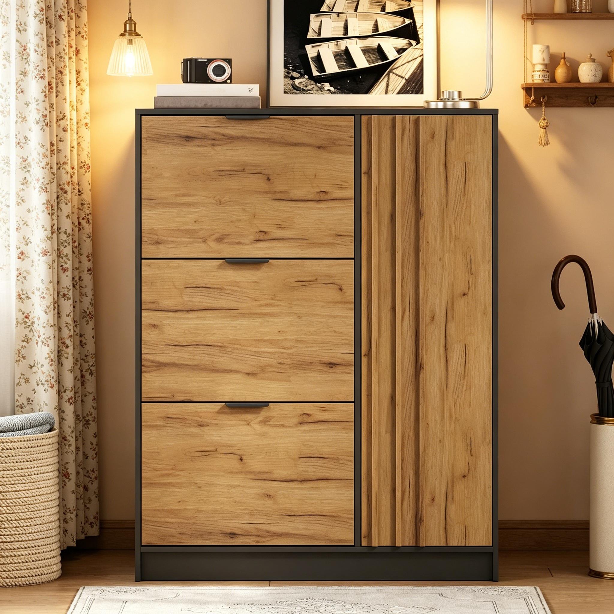 Apavu skapis 100x30x130cm, MDF, 3 atverami