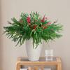 Simulated Pine Branch Faux Greenery Foliage Artificial Pine Sprig with Pine Cones Red Berries for DIY Wreath Home Vases Christmas Winter Parties