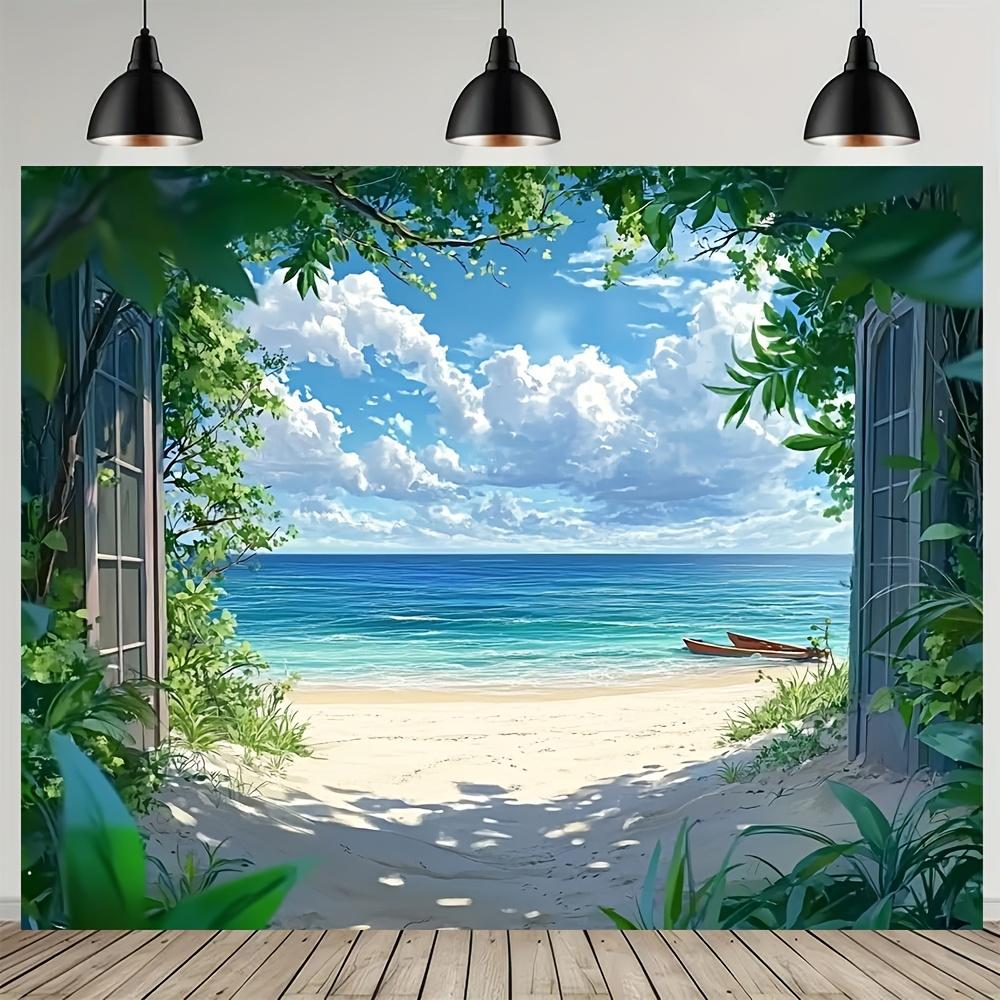 1 piece, beach themed background, tropical seaside scenery, suitable for indoor and outdoor decoration in various occasions