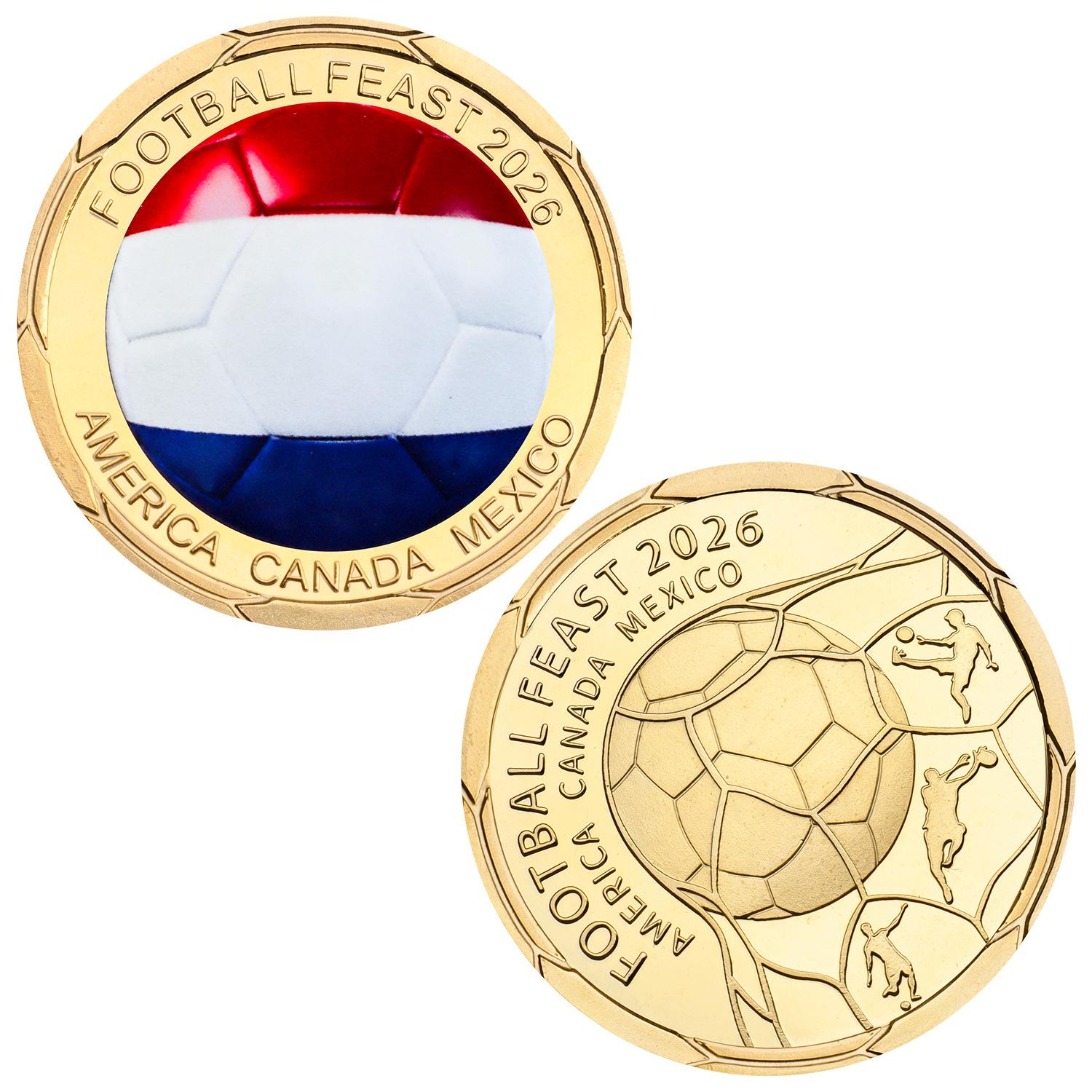 FIFA World Cup commemorative coin gift box set, metal badges for football matches, collection of commemorative gifts for fans and enthusiasts