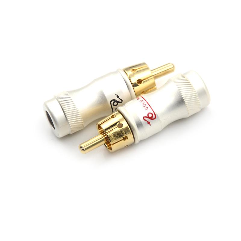 4ks Pozlacený RCA samec konektor Hifi audio kabel Audio video konektor adaptér
