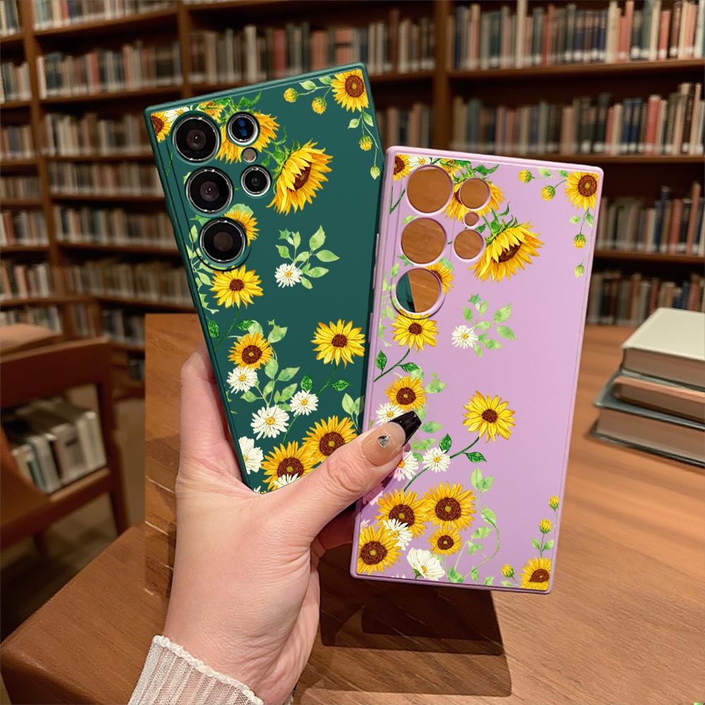 Watercolor Sunflower Pattern Slim Fit Phone Case Anti Scratch Drop Protection For Samsung Galaxy S26 S25 S24 Ultra FE A Series