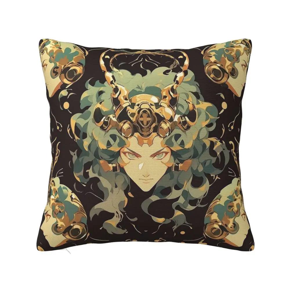 Kopfhörer Malerei Kreativer Kunststil Medusa Quadratischer Kissenbezug Polyester Sofa Kissenbezug Lustige Deko Wurfkissenbezug