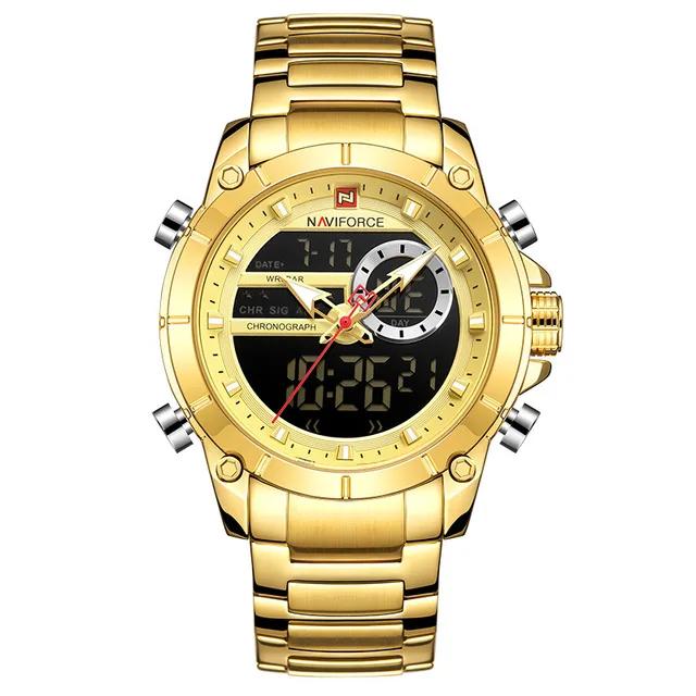 9163 Men Fashion Sport Wrist Watch Steel Waterproof Dual Display Luxury Watches Relogio Masculino Digital Quartz Watch