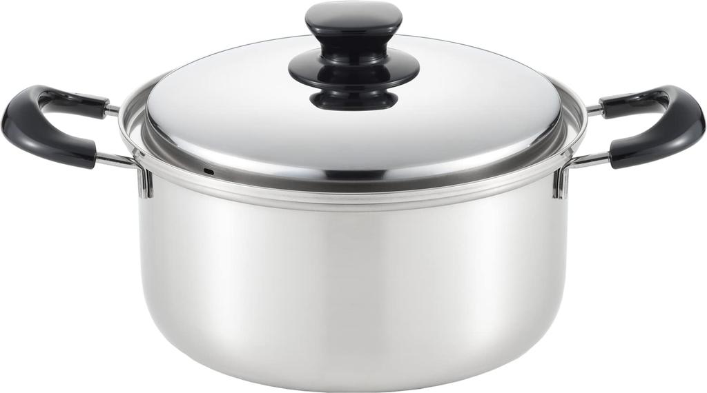 Yoshikawa Integrate 22cm Pot with Induction and Direct Heat Made in SJ3396 Tsubame-Sanjo 4.5L Double-Handled Lid, Compatible, Japan,