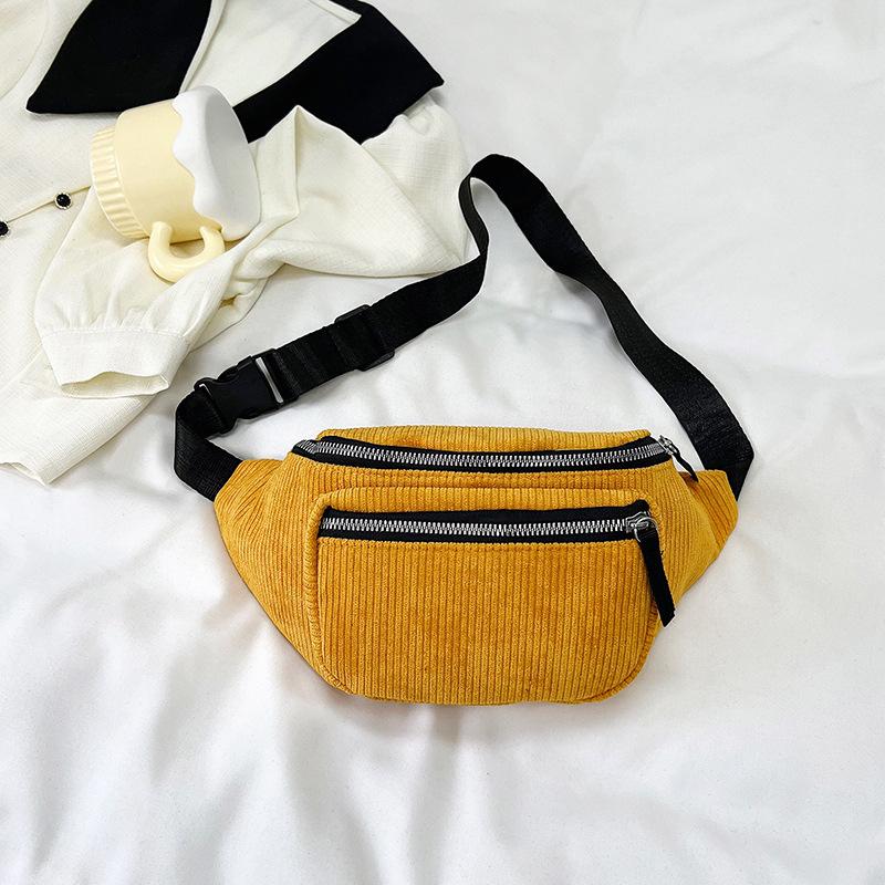 Belt Bag Women's Corduroy Cloth Solid Close-fitting Chest Bag Outdoor Fashion Casual Sports Crossbody Bag