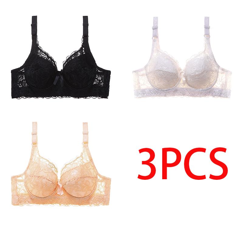 36-46 Plus Size Dame Ultratynn BH Bylgel Push-Ups Blonde BH BH Større bryst Ensfarget 3/4 stor kopp