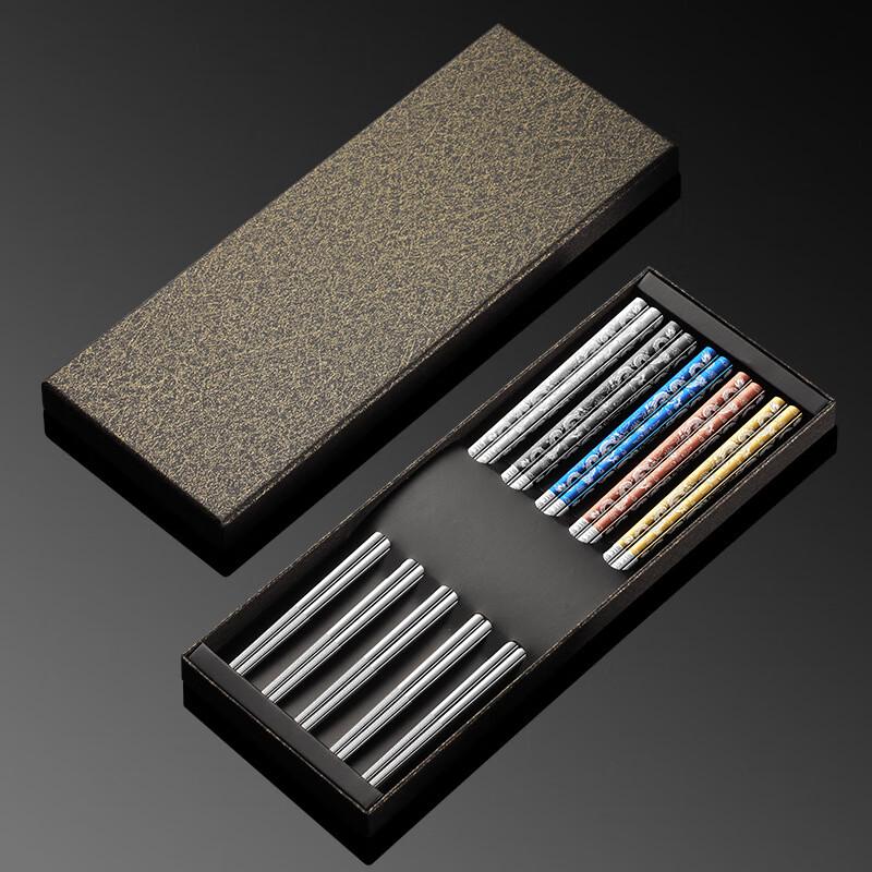 ZISIZ 316L Stainless Steel Dragon Pattern Chopsticks