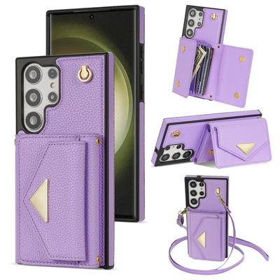 Étui de téléphone bandoulière pour Samsung Galaxy S23 S24 Ultra S22 Plus S21 S20 FE A54 A52 A53 A14 A13 A12 Portefeuille avec porte-cartes Housse