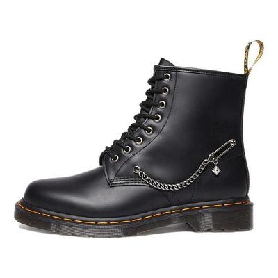 1460 Stivaletti Corti Unisex in Pelle con Catena di Metallo Nero 28016001