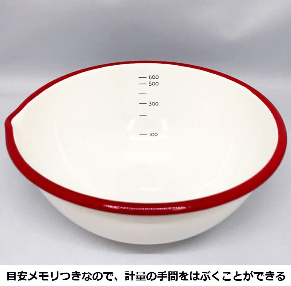 Fuji Enamel W Bowl, 15cm, 0.5L, Enamel, Graduated, White, BM-15B