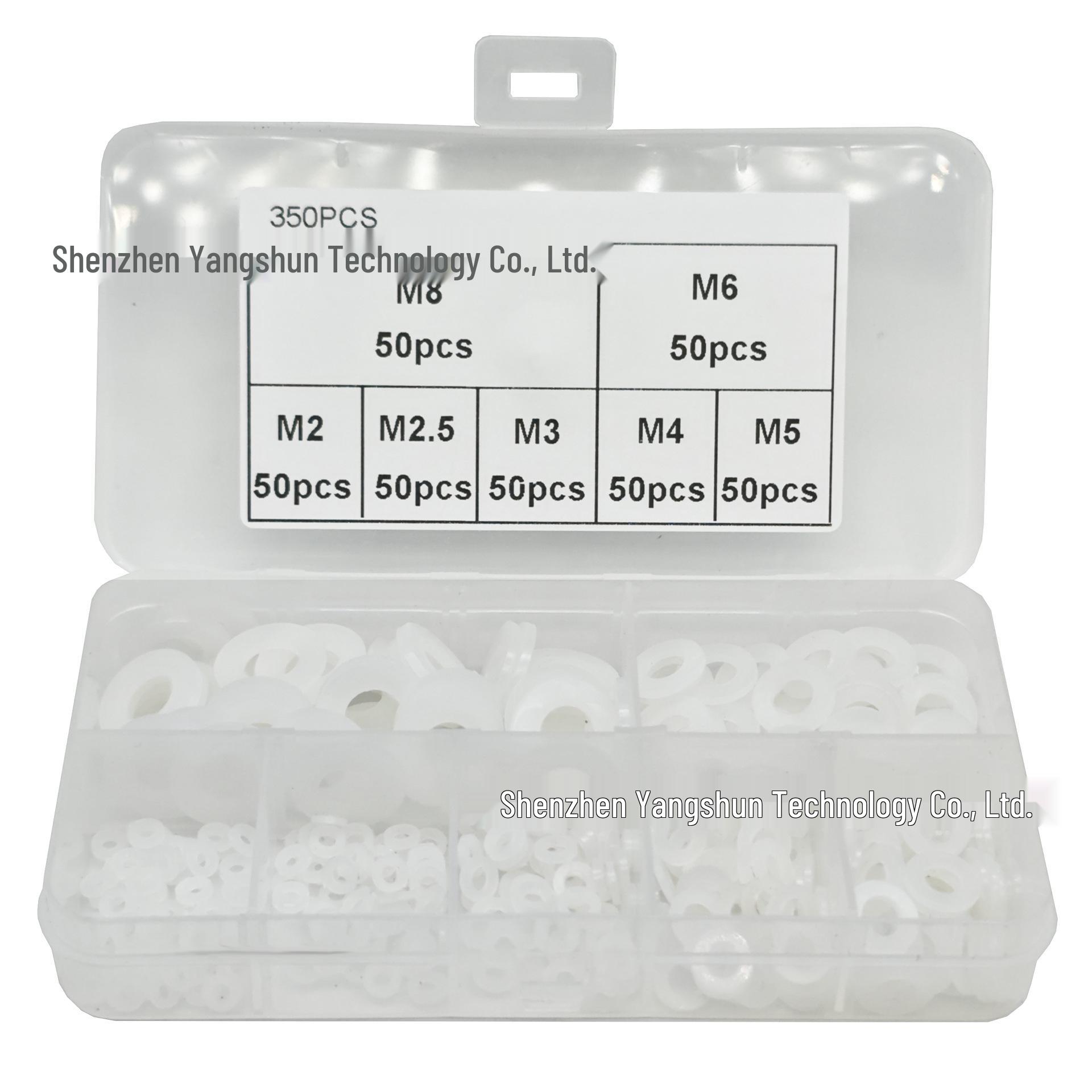 Набор белых нейлоновых плоских шайб, 350 шт., M2-M8, Изолирующие уплотнительные шайбы для винтов