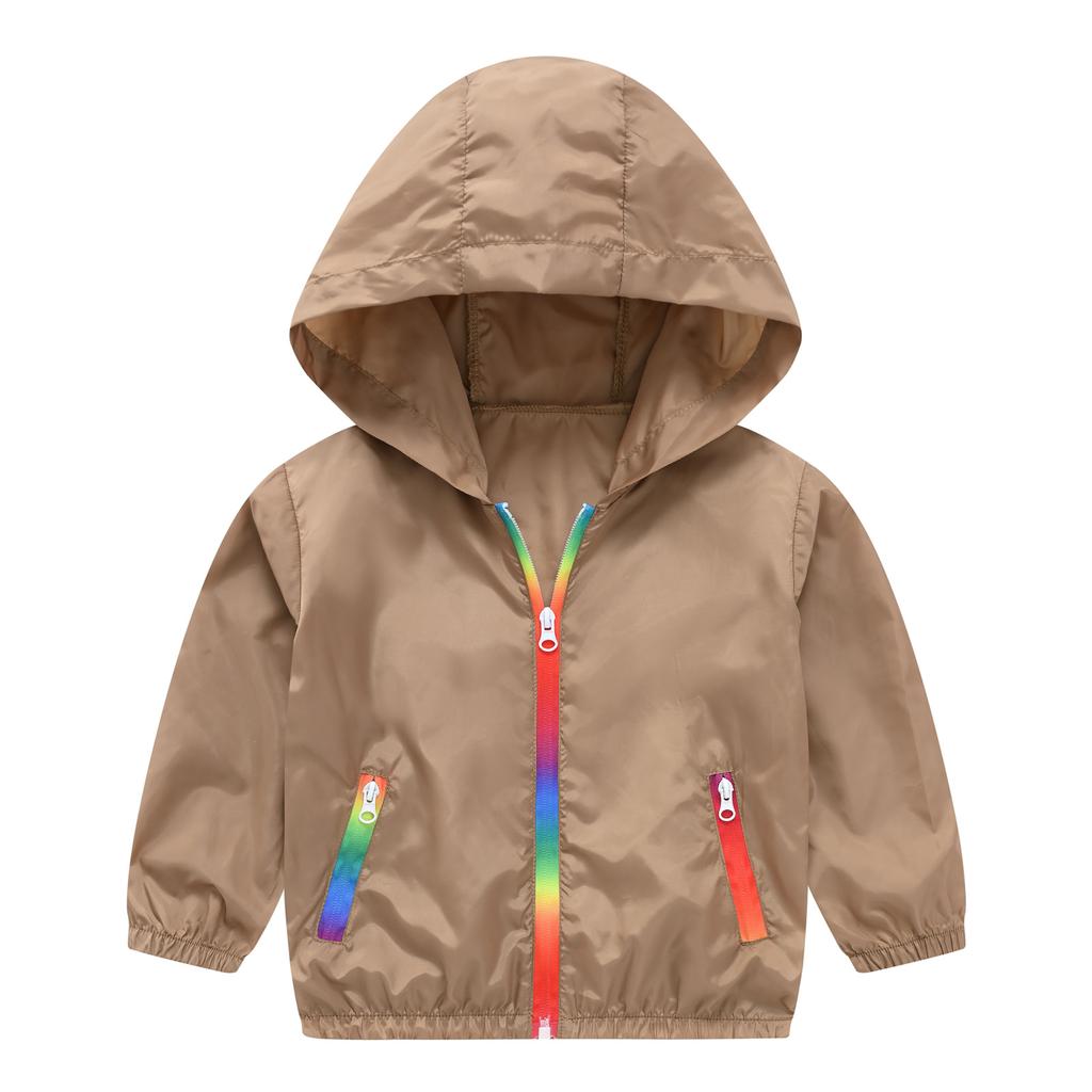 Children's Children's Sunscreen Jacket Boys and Girls Skin Coat Rainbow Hooded Sunscreen Clothing Air Conditioning Shirt