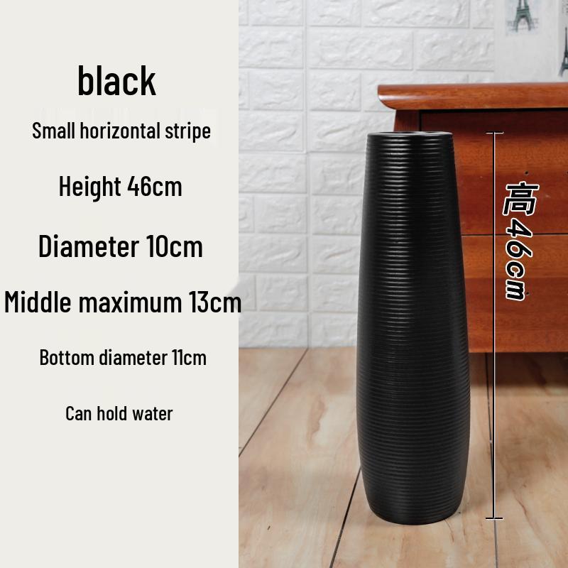 Large Modern Nordic Ceramic Floor Vase: Black & White Minimalist Design for Dried Flowers and French Arrangements In Living Room