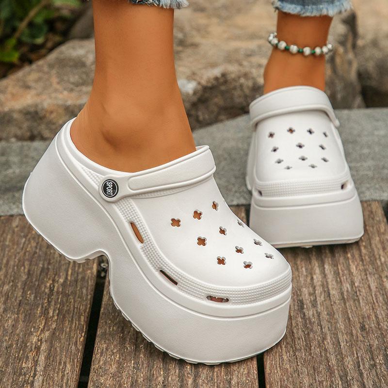

Thick Bottom Platform Sandals Women Closed Toe Soft Sole Cloud Slides Woman Hollow Out Wedges Summer Beach Shoes Sandals 39-40