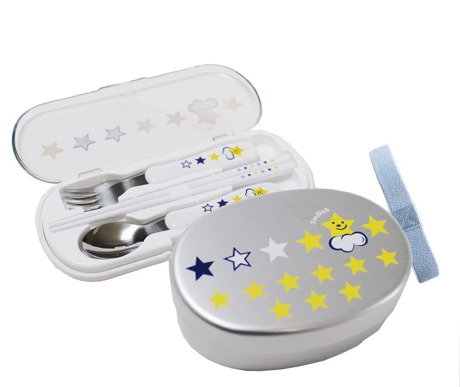 

Набор для ланча для детского сада Ланч-бокс с внутренними столовыми приборами Узор «Улыбающаяся звезда» Двухкомпонентный (Алюминиевая крышка, набор) жёлтый