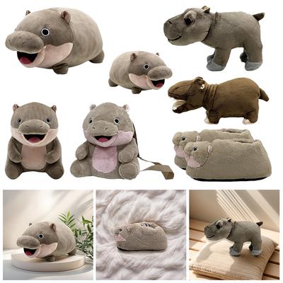Moo Deng Hippo Plush Soft Baby Hippopotamus Stuffed Animal Pillow Cartoon Hippopotamus Pillow for Kids/Adults