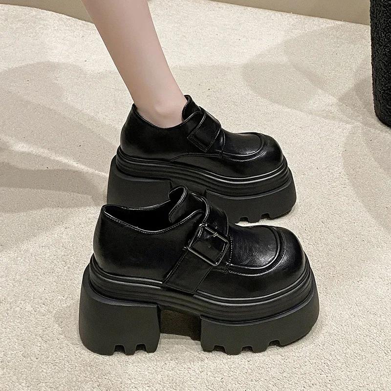 Fashion 10CM Heels Chunky Sneakers Winter Autumn Women Warm Snow Shoes Comfortable Casual Leather Shoes Plush Platform Sports Sneakers