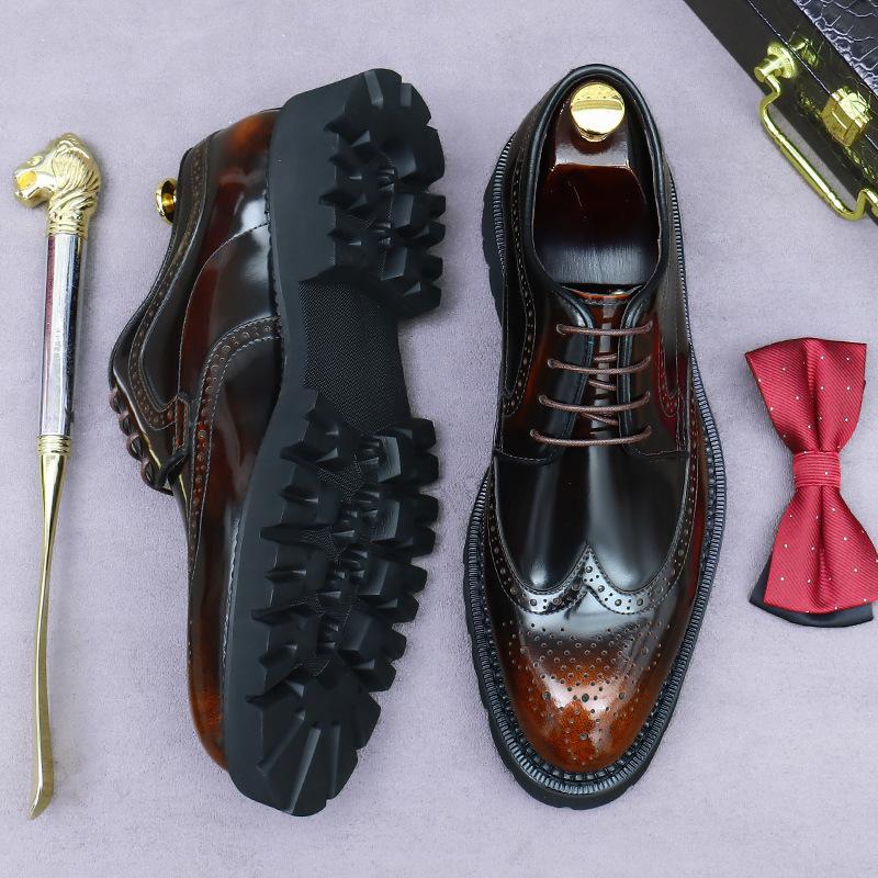 Leather Shoes Men's Brock British Business Dress Shoes Men's Leather Shoes Wedding Inner Leather