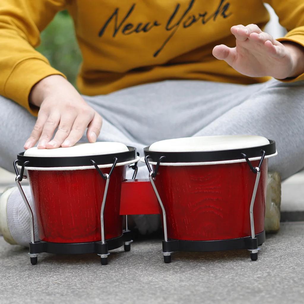 IRIN African Bongo Drum Wooden Clear Sound Percussion Instrument Thick Goatskin Tambourine Rhythm Music Parts Can Tuning