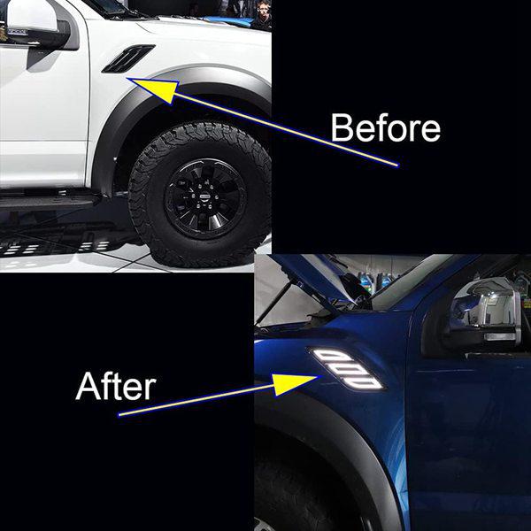 1 Pair of Flowing Turn Signal Fender Lights for 2016-2020 Ford Raptor F150 Daytime Running Lights