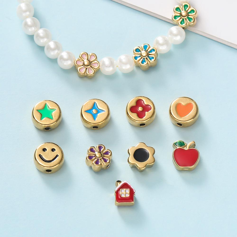 2Pcs/Pack Multicolor Various Shape Stainless Steel Spacer Beads For Handmade DIY Jewelry Making Bracelet Necklace Accessories