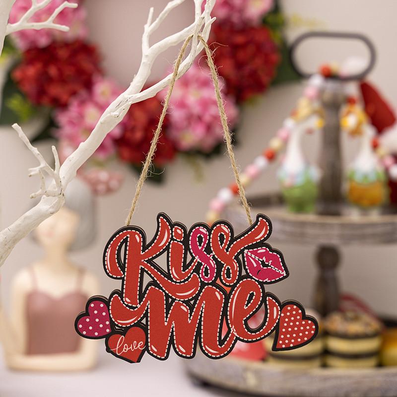 

Beautifully Crafted Red Heart Wooden Ornaments Perfect For Valentines Celebrations Day Valentines Red Wood Kiss Me