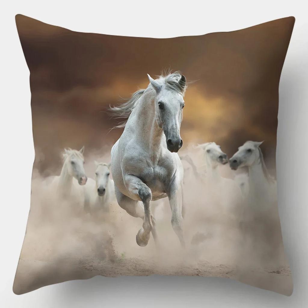 45x45cm Kissenbezug Heimdeko Kissenbezüge Sofa Schlafzimmer Wildtier Kissenbezug Kissen Löwe Pferd Tiger Kissenbezug