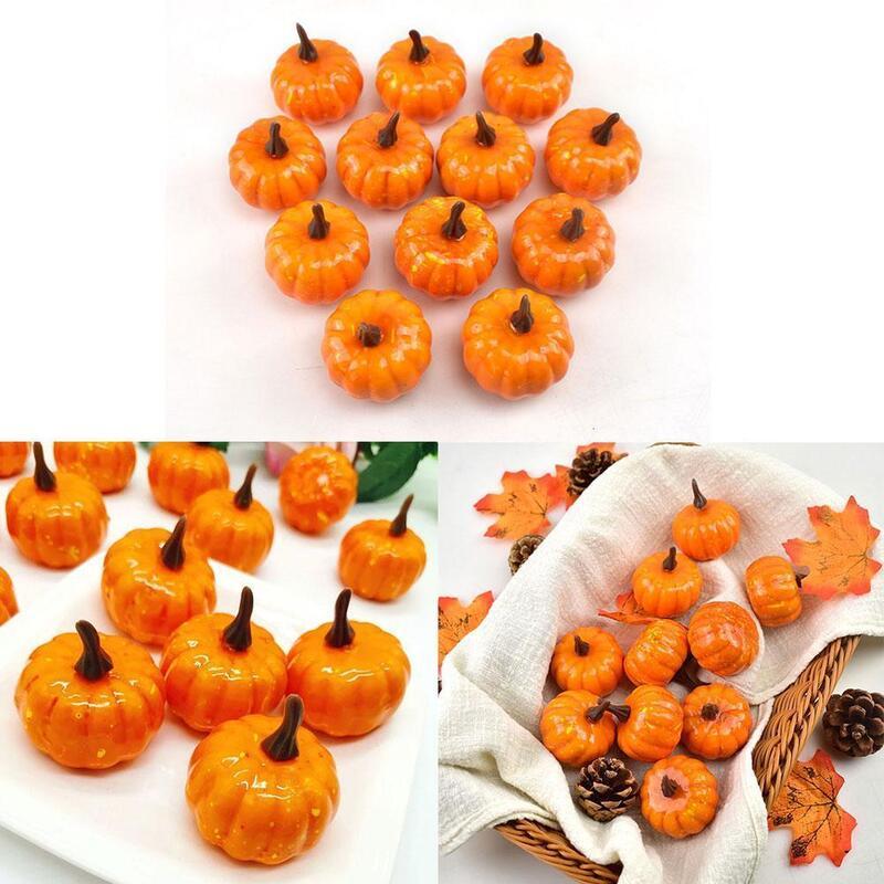 12pcs Artificial Mini Foam Pumpkin Simulation Props Perfect For Halloween Party Decoration